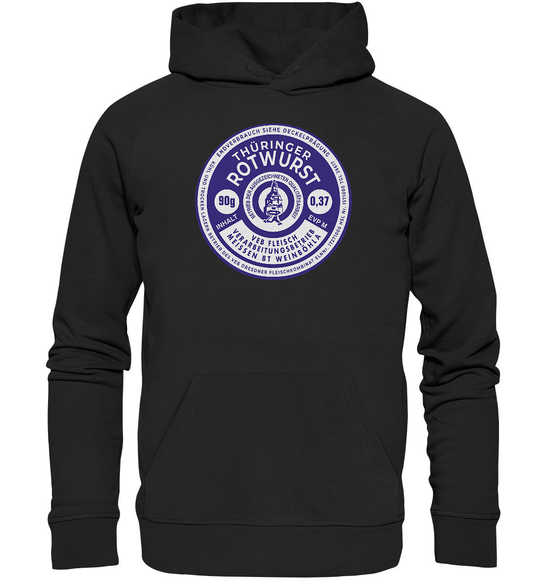 DDR Ostalgie Kapuze / Organic Hoodie Unisex • THÜRINGER ROTWURST