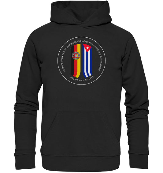 DDR Ostalgie Kapuze / Organic Hoodie Unisex • 20 JAHRE ZUSAMMENARBEIT DDR-KUBA