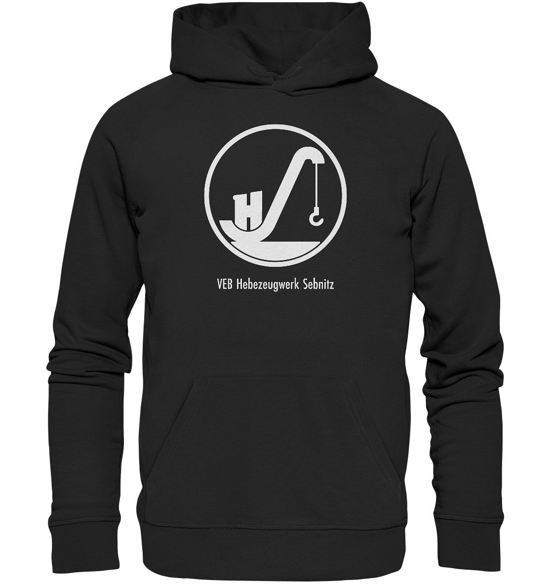 DDR Ostalgie Kapuze / Organic Hoodie Unisex • VEB HEBEZEUGWERK SEBNITZ
