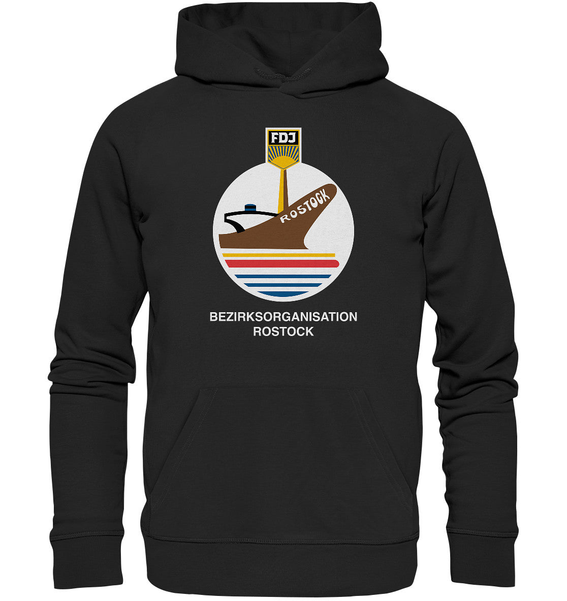 DDR Ostalgie Kapuze / Organic Hoodie Unisex • FDJ BEZIRKSORGANISATION ROSTOCK