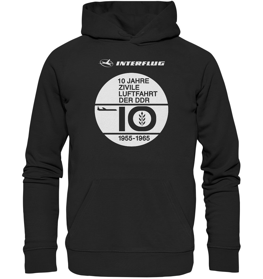 DDR Ostalgie Kapuze / Organic Hoodie Unisex • 10 JAHRE INTERFLUG