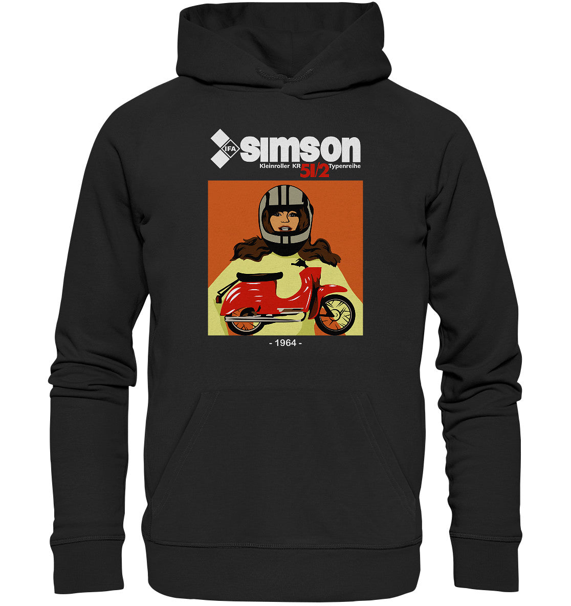 DDR Ostalgie Kapuze / Organic Hoodie Unisex • SIMSON SCHWALBE KR51-2 (1964)
