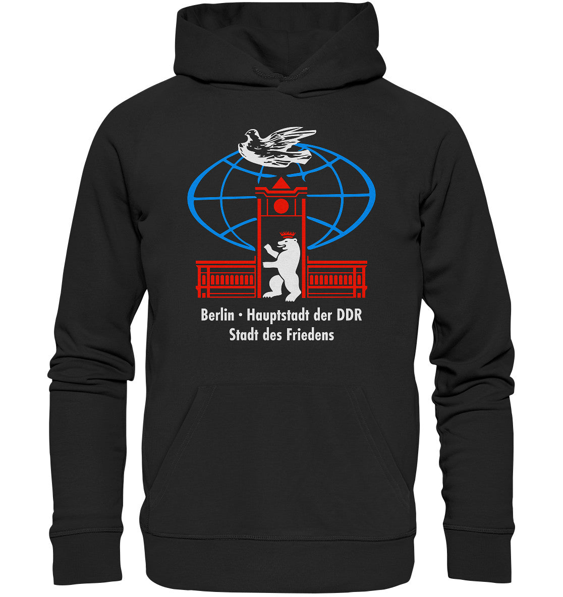 DDR Ostalgie Kapuze / Organic Hoodie Unisex • BERLIN - STADT DES FRIEDENS - ORIGINAL WIMPEL