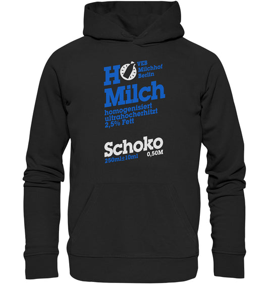 DDR Ostalgie Kapuze / Organic Hoodie Unisex • VEB MILCHHOF BERLIN - dunkel
