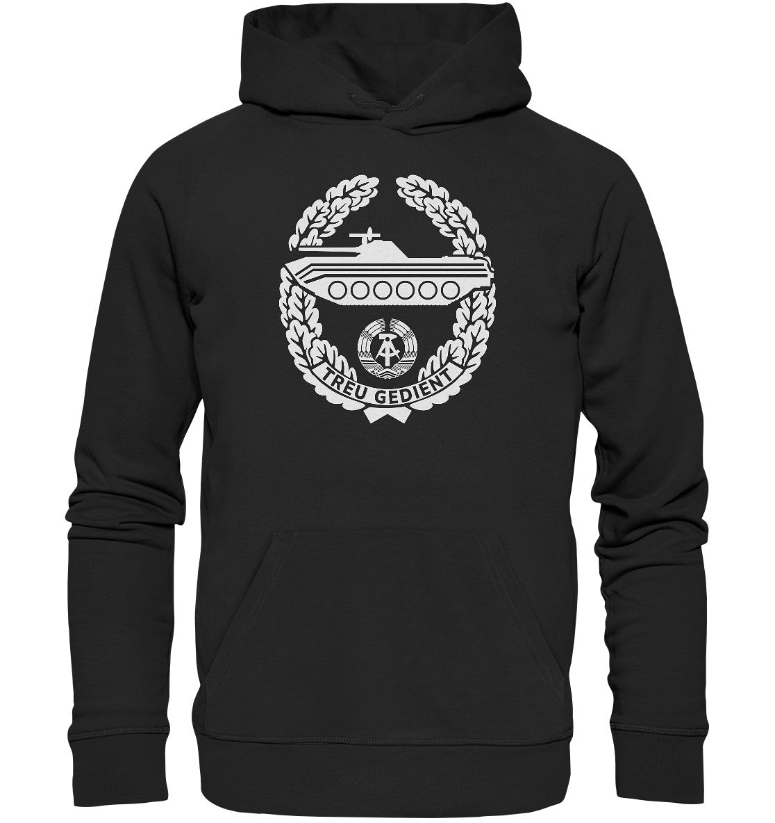 DDR Ostalgie Kapuze / Organic Hoodie Unisex • NVA-ORDEN - TREU GEDIENT - MOT. SCHÜTZENTRUPPEN