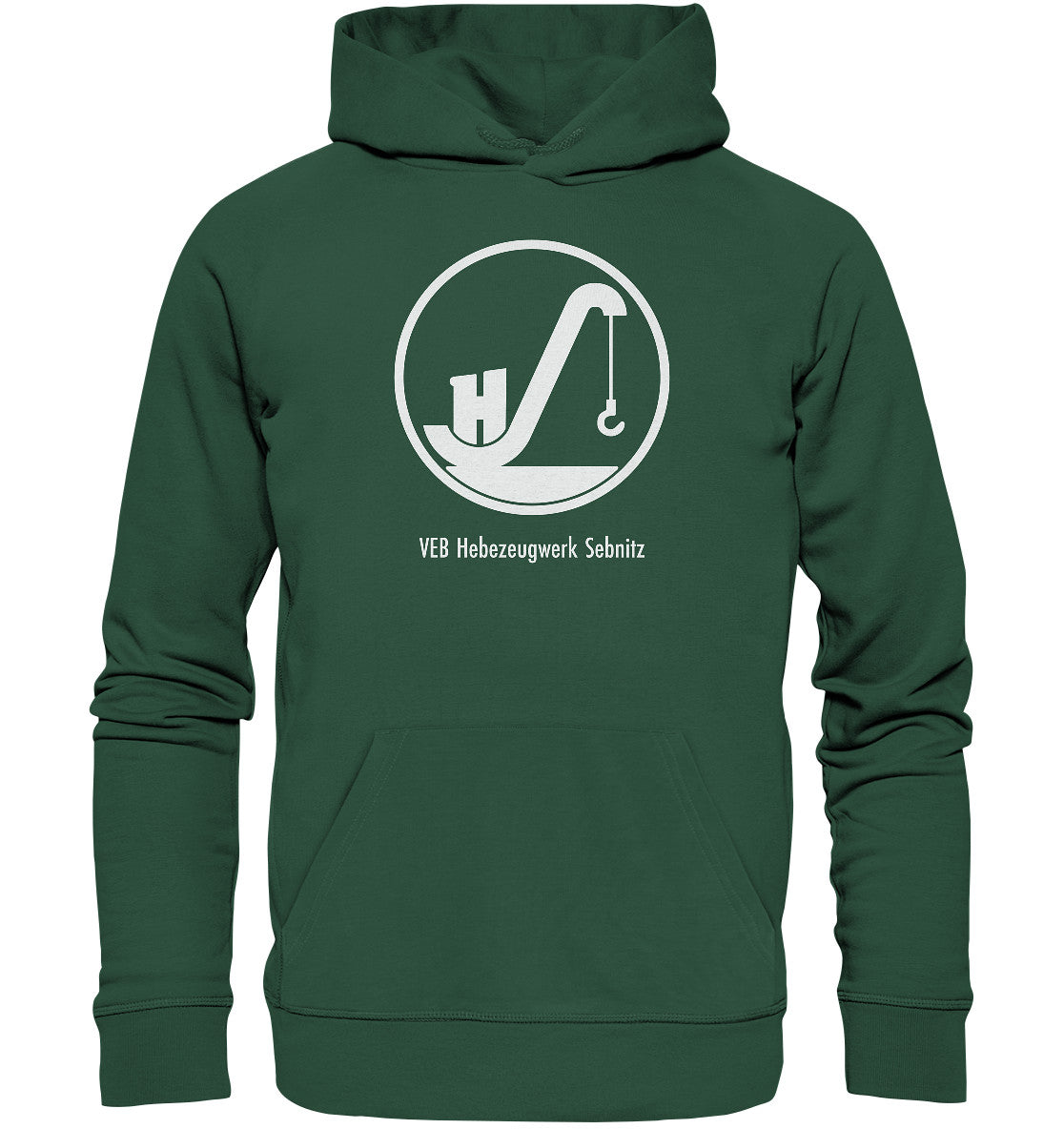 DDR Ostalgie Kapuze / Organic Hoodie Unisex • VEB HEBEZEUGWERK SEBNITZ
