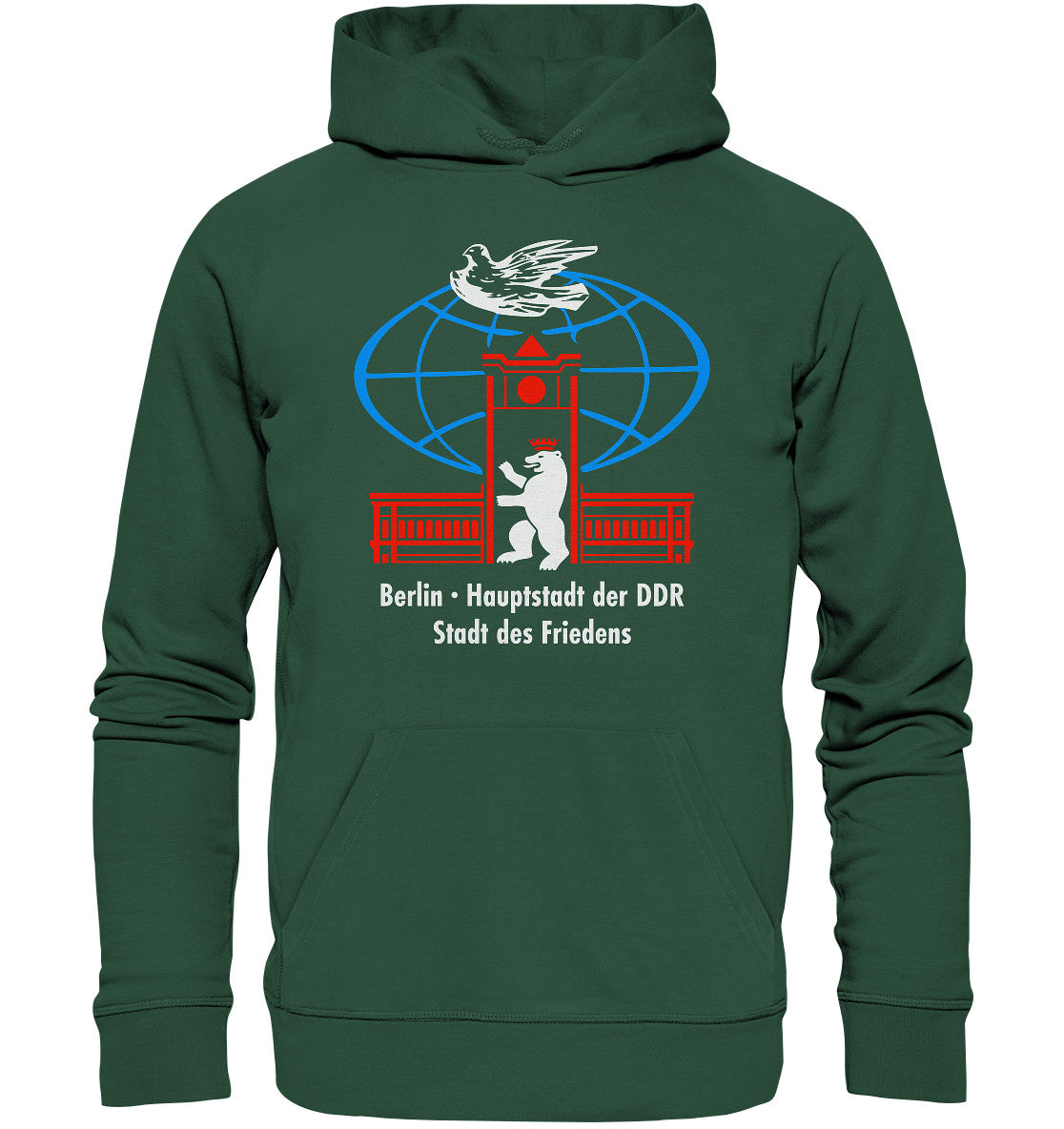 DDR Ostalgie Kapuze / Organic Hoodie Unisex • BERLIN - STADT DES FRIEDENS - ORIGINAL WIMPEL