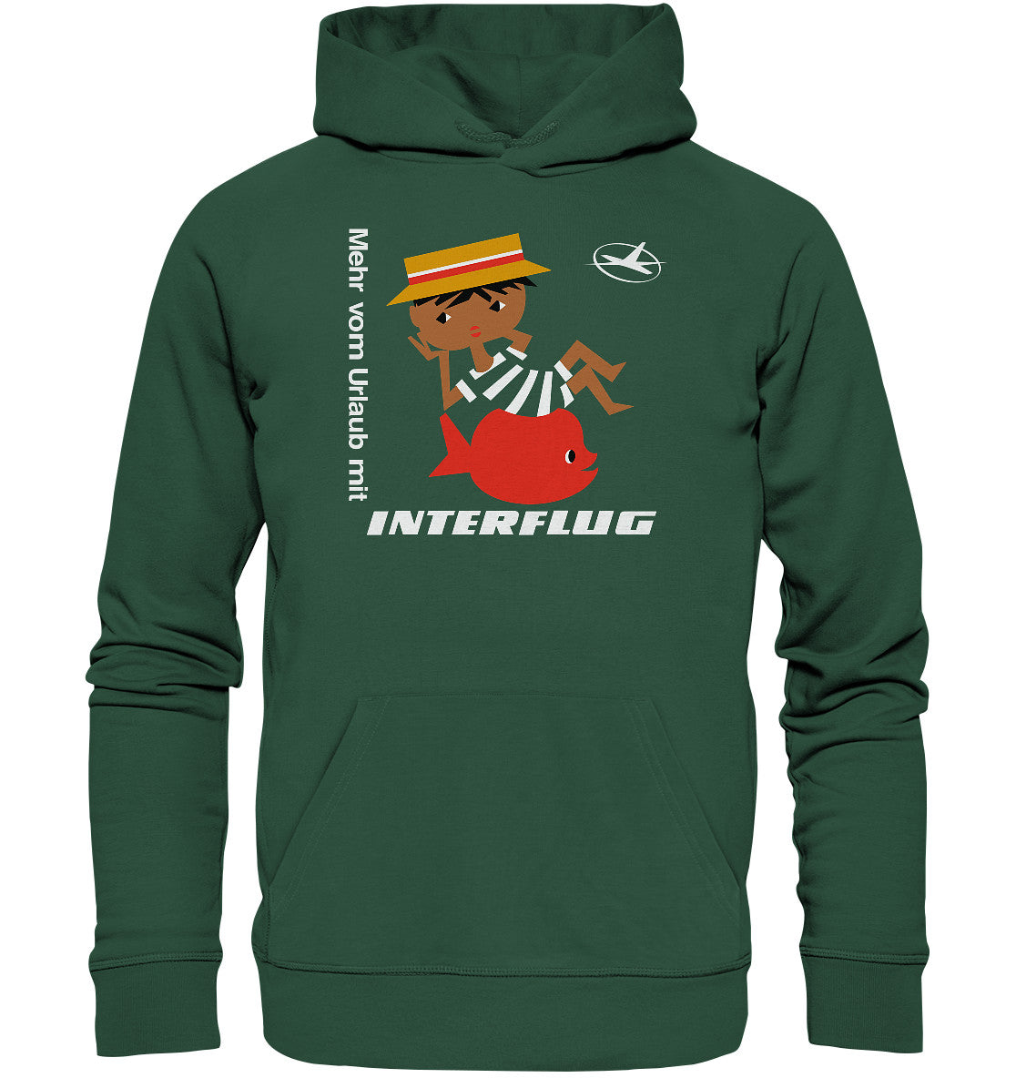DDR Ostalgie Kapuze / Organic Hoodie Unisex • MEHR VOM URLAUB - MIT INTERFLUG