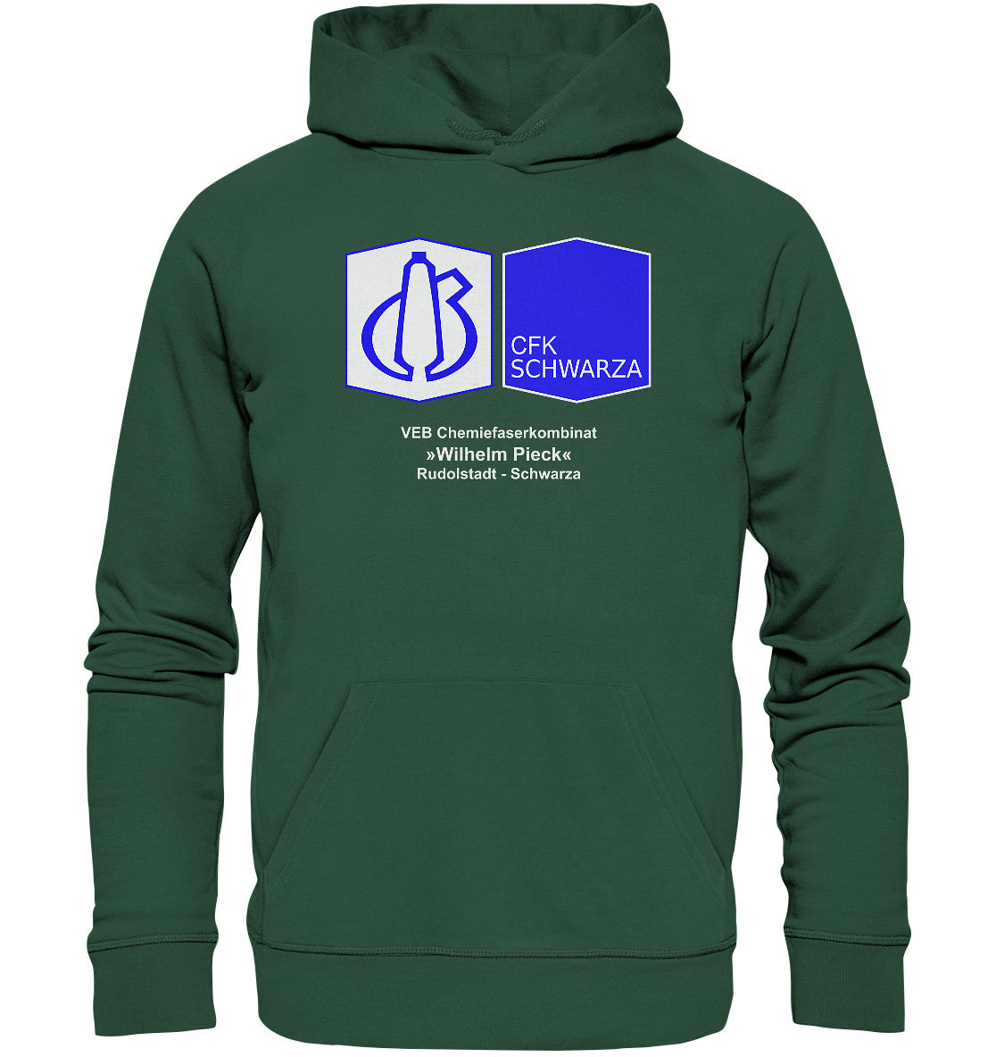 DDR Ostalgie Kapuze / Organic Hoodie Unisex • VEB CHEMIEFASERKOMBINAT RUDOLSTADT-SCHWARZA