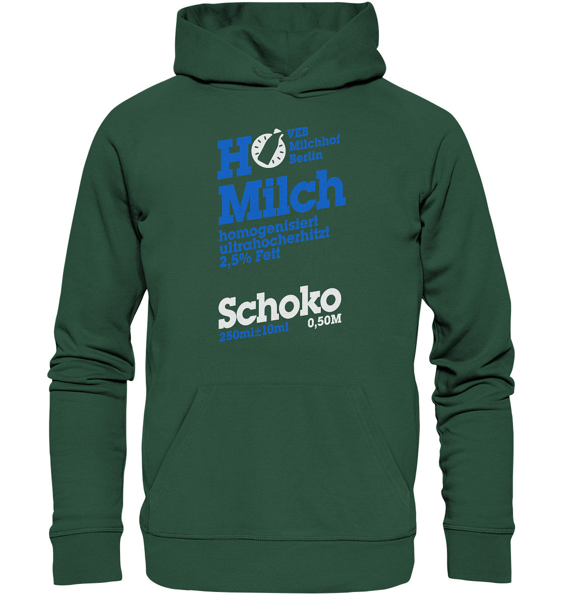 DDR Ostalgie Kapuze / Organic Hoodie Unisex • VEB MILCHHOF BERLIN - dunkel