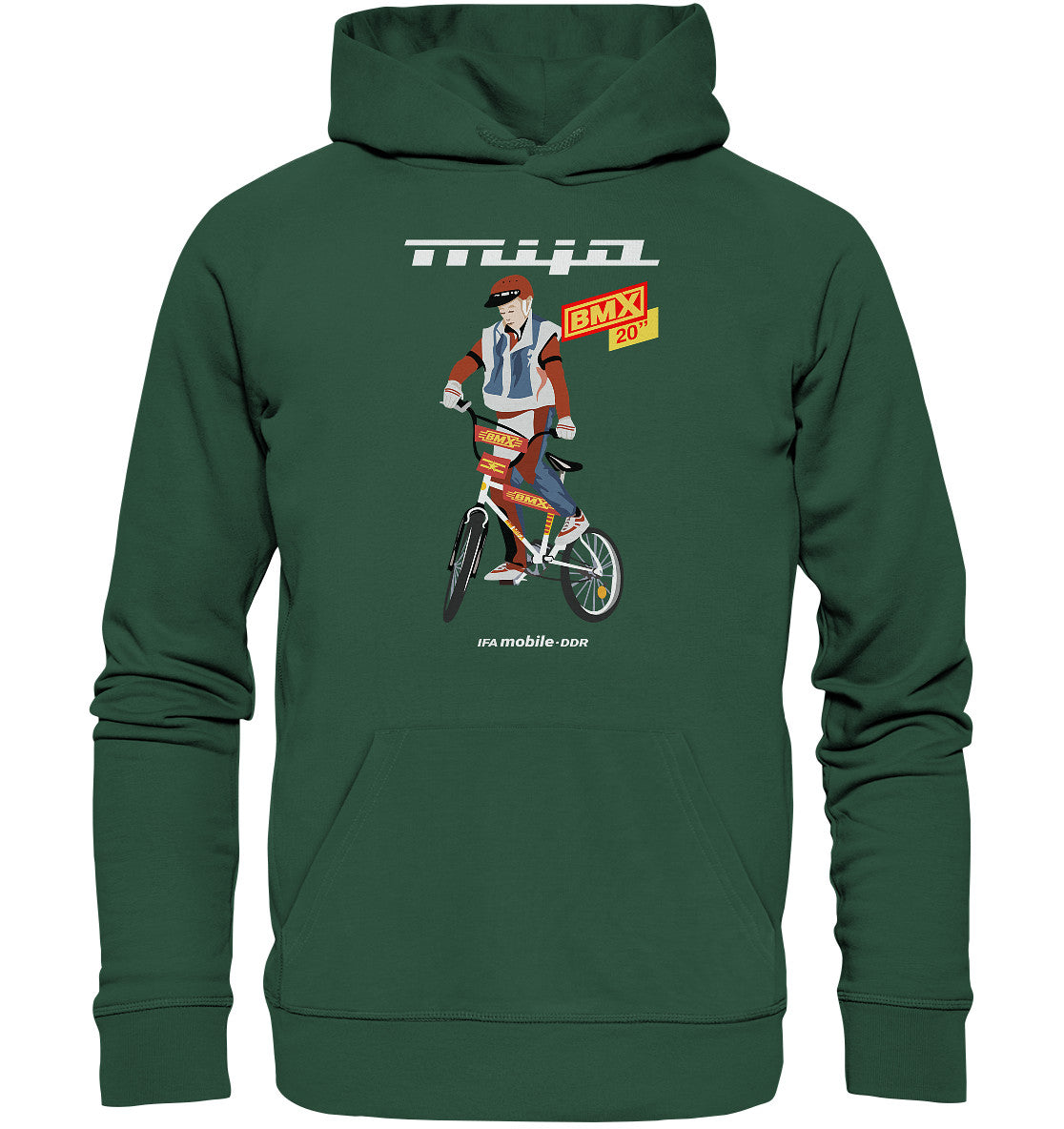 DDR Ostalgie Kapuze / Organic Hoodie Unisex • MIFA BMX - ORIGINAL WERBUNG