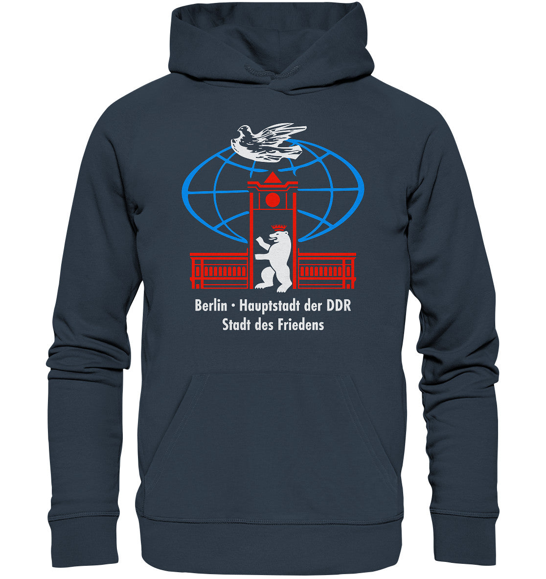 DDR Ostalgie Kapuze / Organic Hoodie Unisex • BERLIN - STADT DES FRIEDENS - ORIGINAL WIMPEL