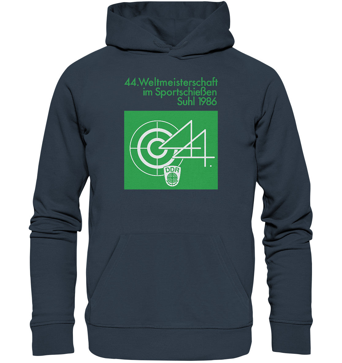 DDR Ostalgie Kapuze / Organic Hoodie Unisex• WELTMEISTERSCHAFT SPORTSCHIESSEN SUHL 1986