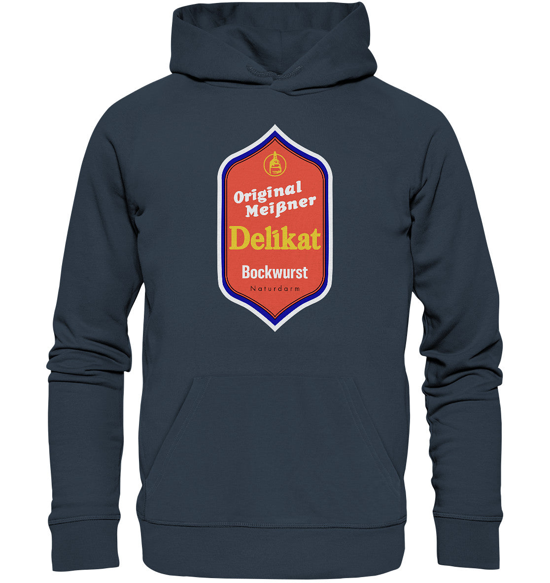 DDR Ostalgie Kapuze / Organic Hoodie Unisex • MEISSNER DELIKAT BOCKWURST