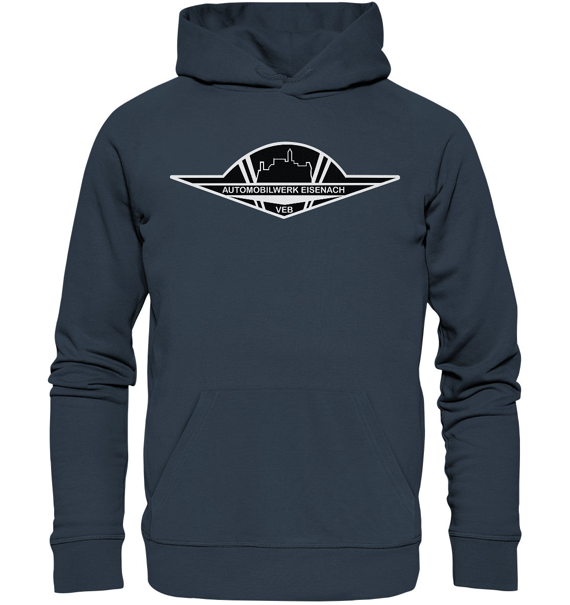 DDR Ostalgie Kapuze / Organic Hoodie Unisex • AUTOMOBILWERK EISENACH - monochrom