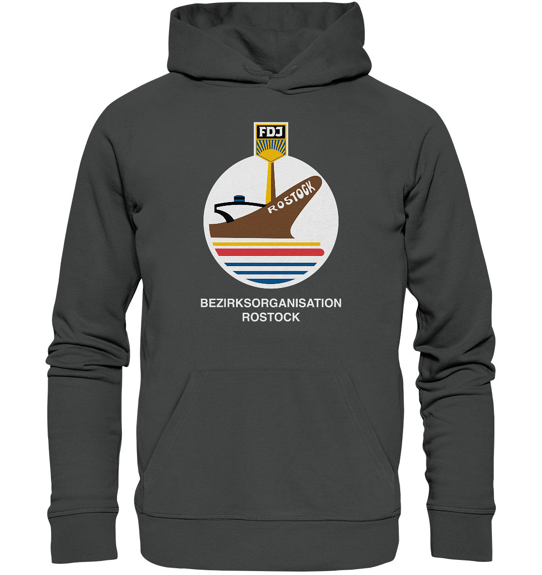 DDR Ostalgie Kapuze / Organic Hoodie Unisex • FDJ BEZIRKSORGANISATION ROSTOCK