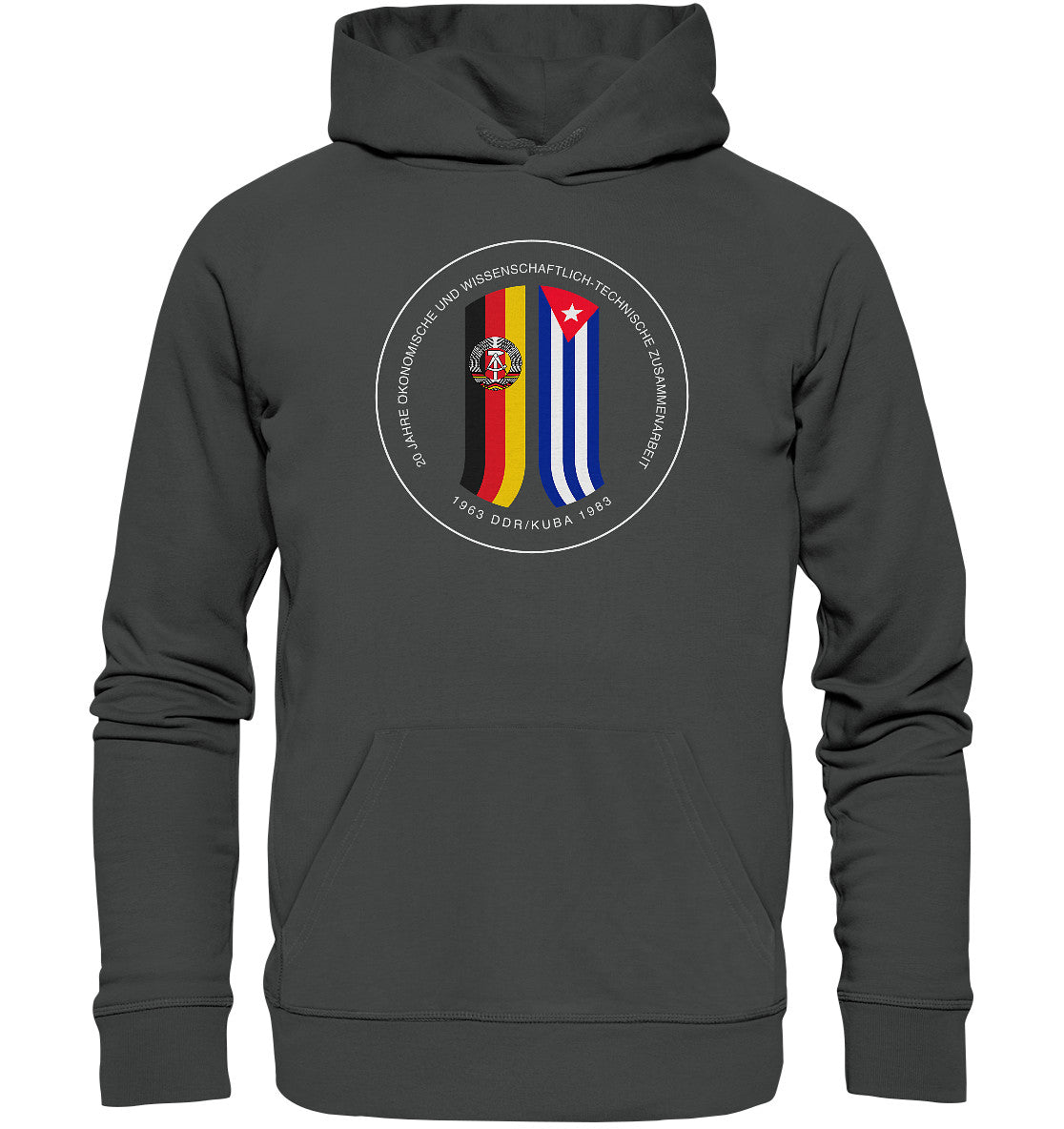 DDR Ostalgie Kapuze / Organic Hoodie Unisex • 20 JAHRE ZUSAMMENARBEIT DDR-KUBA