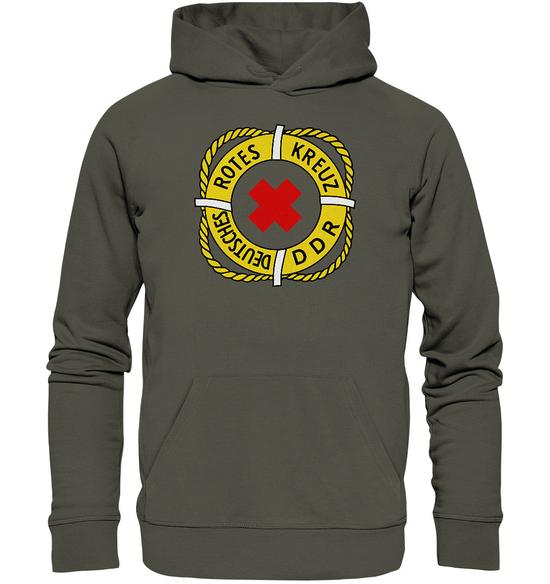 DDR Ostalgie Kapuze / Organic Hoodie Unisex • DEUTSCHES ROTES KREUZ DDR RETTUNG
