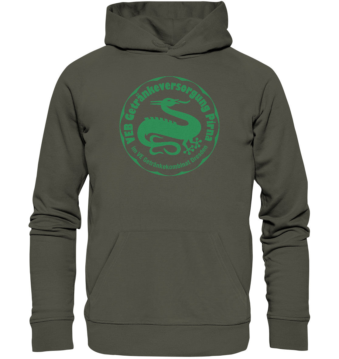DDR Ostalgie Kapuze / Organic Hoodie Unisex • VEB GETRÄNKEVERSORGUNG PIRNA, KOMBINAT DRESDEN