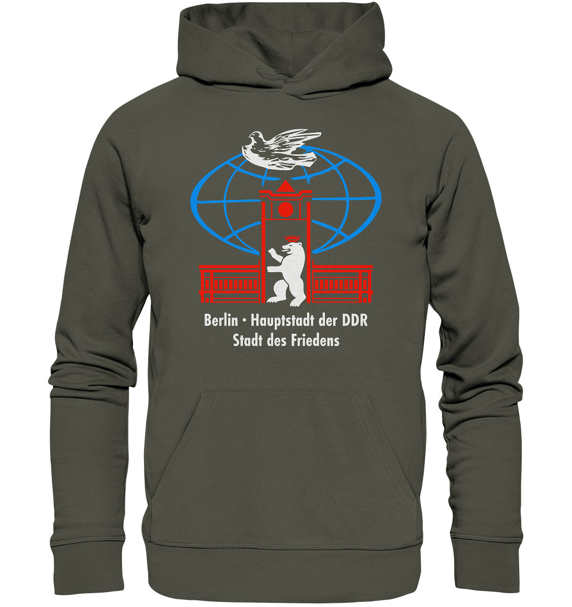 DDR Ostalgie Kapuze / Organic Hoodie Unisex • BERLIN - STADT DES FRIEDENS - ORIGINAL WIMPEL
