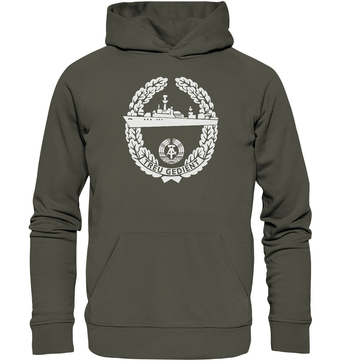 DDR Ostalgie Kapuze / Organic Hoodie Unisex • NVA-ORDEN - TREU GEDIENT - MARINE, SEESTREITKRÄFTE