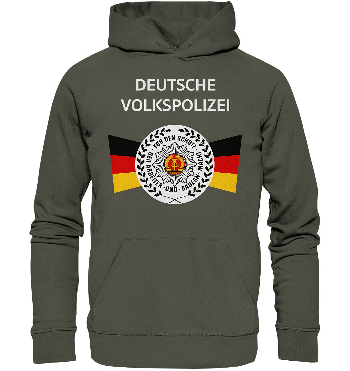 DDR Ostalgie Kapuze / Organic Hoodie Unisex • DEUTSCHE VOLKSPOLIZEI - ORIGINAL WIMPEL