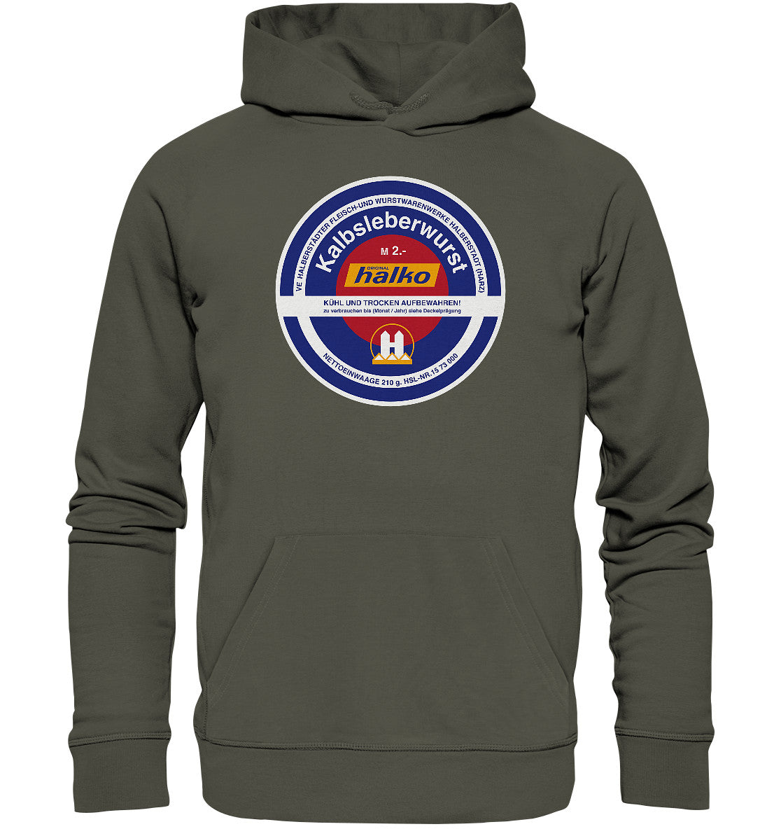 DDR Ostalgie Kapuze / Organic Hoodie Unisex • HALBERSTÄDTER WURSTWAREN - KALBSLEBERWURST