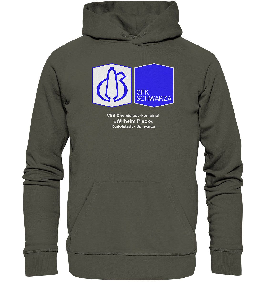 DDR Ostalgie Kapuze / Organic Hoodie Unisex • VEB CHEMIEFASERKOMBINAT RUDOLSTADT-SCHWARZA