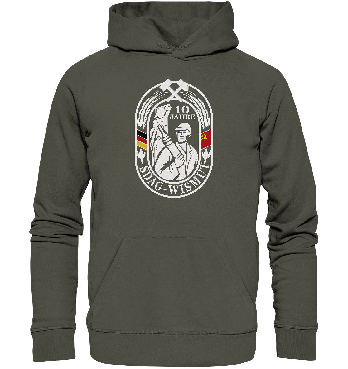 DDR Ostalgie Kapuze / Organic Hoodie Unisex • 10 JAHRE SDAG WISMUT
