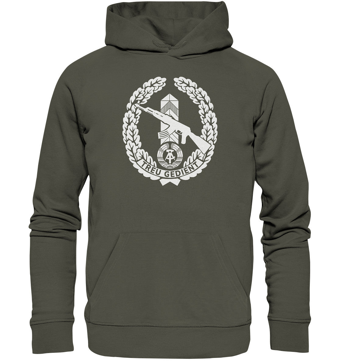 DDR Ostalgie Kapuze / Organic Hoodie Unisex • NVA-ORDEN - TREU GEDIENT - GRENZTRUPPEN