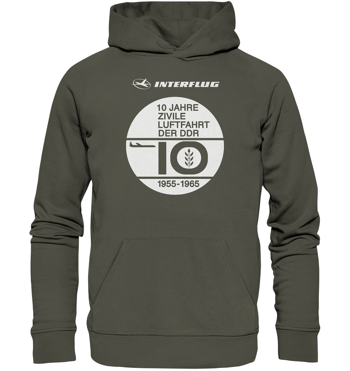 DDR Ostalgie Kapuze / Organic Hoodie Unisex • 10 JAHRE INTERFLUG