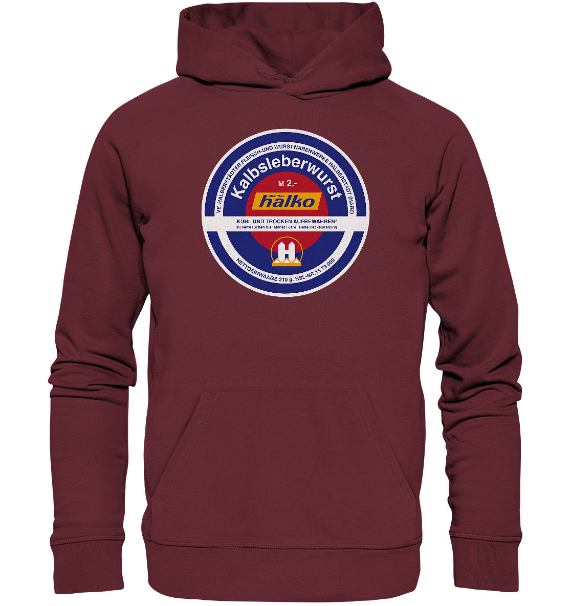 DDR Ostalgie Kapuze / Organic Hoodie Unisex • HALBERSTÄDTER WURSTWAREN - KALBSLEBERWURST