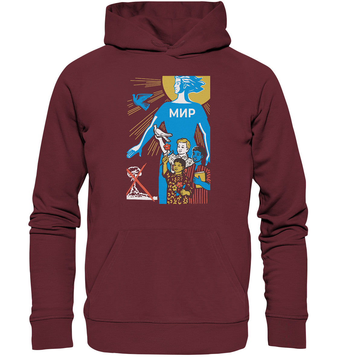 DDR Ostalgie Kapuze / Organic Hoodie Unisex • MIR - FRIEDEN (ORIGINAL-PLAKAT)