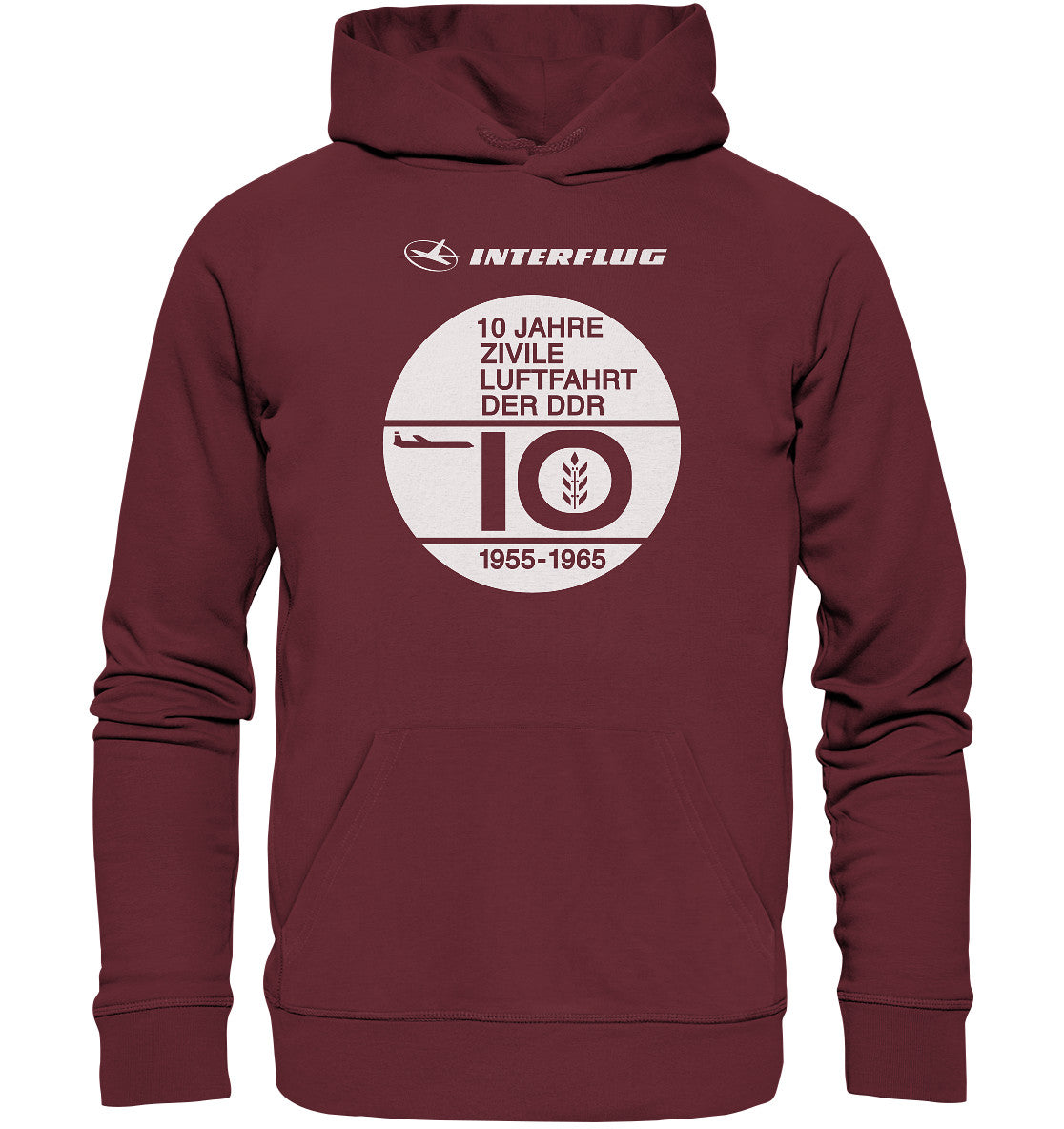 DDR Ostalgie Kapuze / Organic Hoodie Unisex • 10 JAHRE INTERFLUG