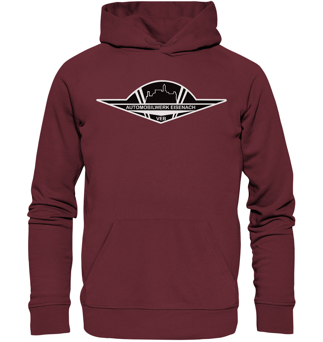 DDR Ostalgie Kapuze / Organic Hoodie Unisex • AUTOMOBILWERK EISENACH - monochrom