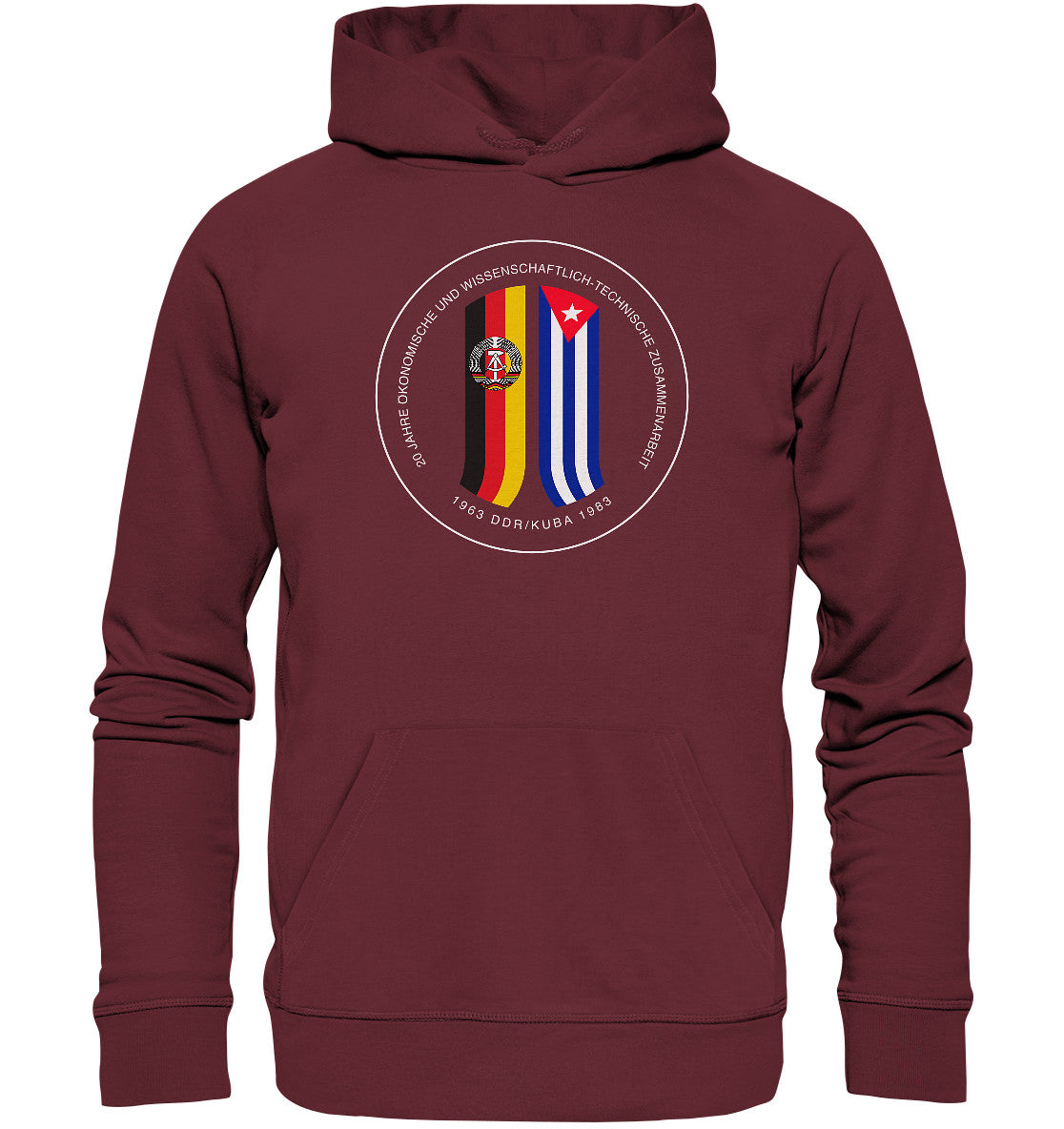 DDR Ostalgie Kapuze / Organic Hoodie Unisex • 20 JAHRE ZUSAMMENARBEIT DDR-KUBA