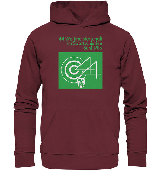 DDR Ostalgie Kapuze / Organic Hoodie Unisex• WELTMEISTERSCHAFT SPORTSCHIESSEN SUHL 1986