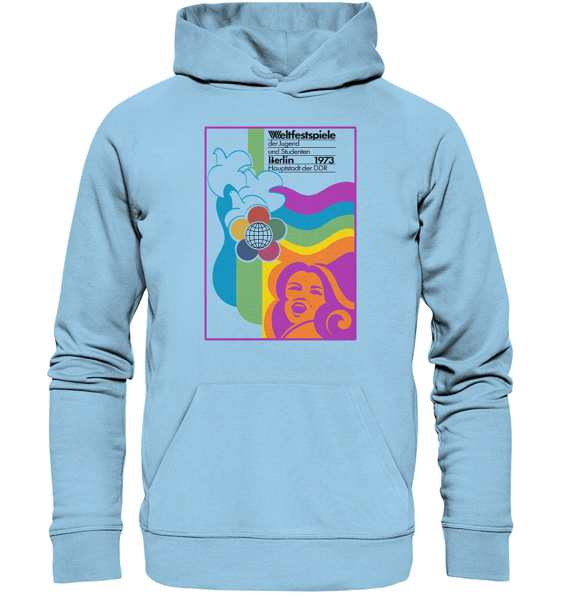 DDR Ostalgie Kapuze / Organic Hoodie Unisex • WELTFESTSPIELE BERLIN, DDR 1973