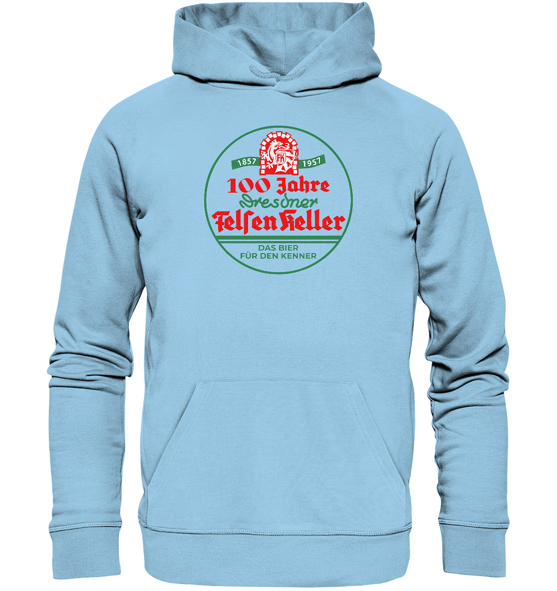 DDR Ostalgie Kapuze / Organic Hoodie Unisex • 100 JAHRE DRESDNER FELSENKELLER BIER