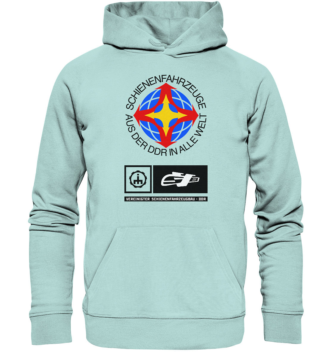 DDR Ostalgie Kapuze / Organic Hoodie Unisex • VEREINIGTER SCHIENENFAHRZEUGBAU DDR