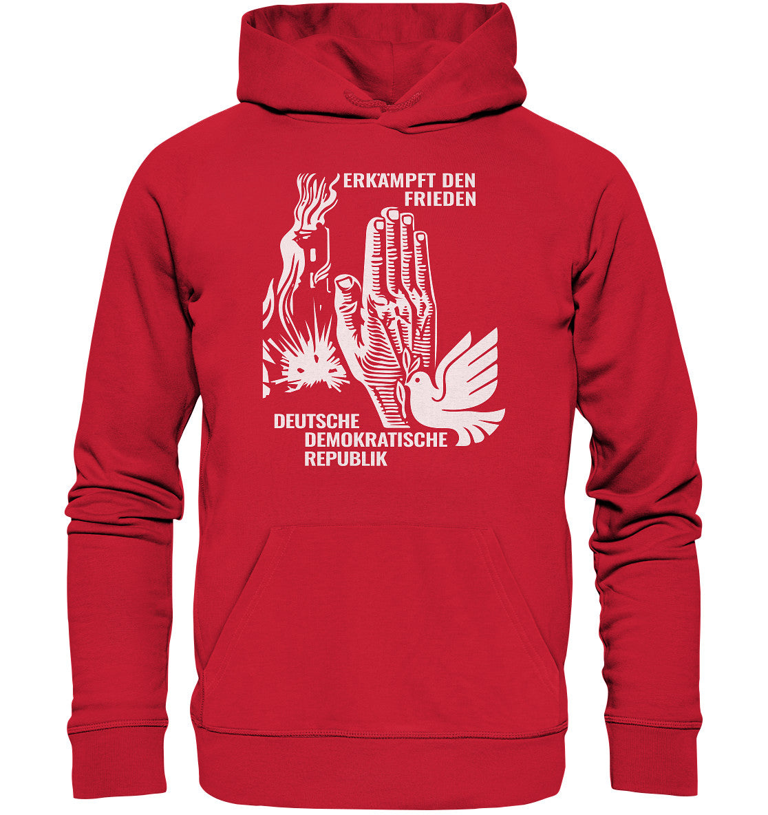 DDR Ostalgie Kapuze / Organic Hoodie Unisex • ERKÄMPFT DEN FRIEDEN - DDR BRIEFMARKE 8PF