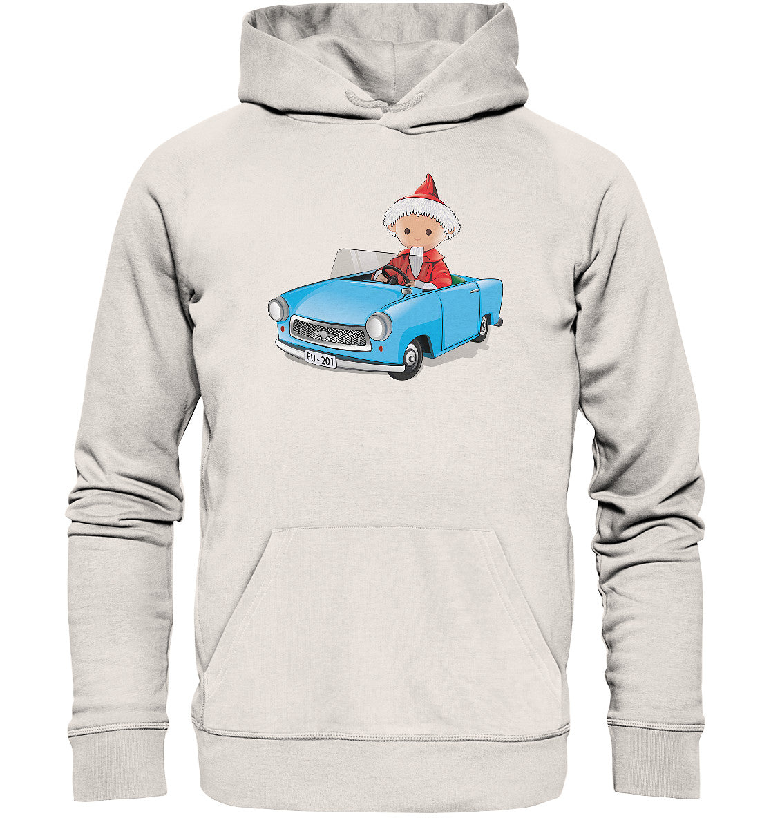 DDR Ostalgie Kapuze / Organic Hoodie Unisex • UNSER SANDMÄNNCHEN - TRABI-CRUISER (PU-201)