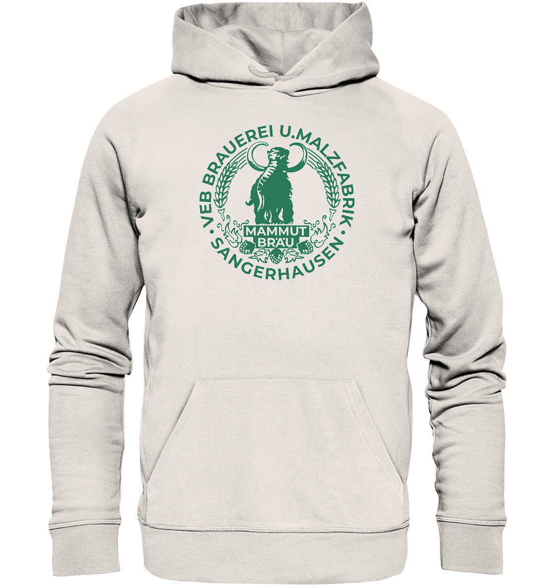 DDR Ostalgie Kapuze / Organic Hoodie Unisex • VEB BRAUEREI SANGERHAUSEN - MAMMUT BRÄU monochrom