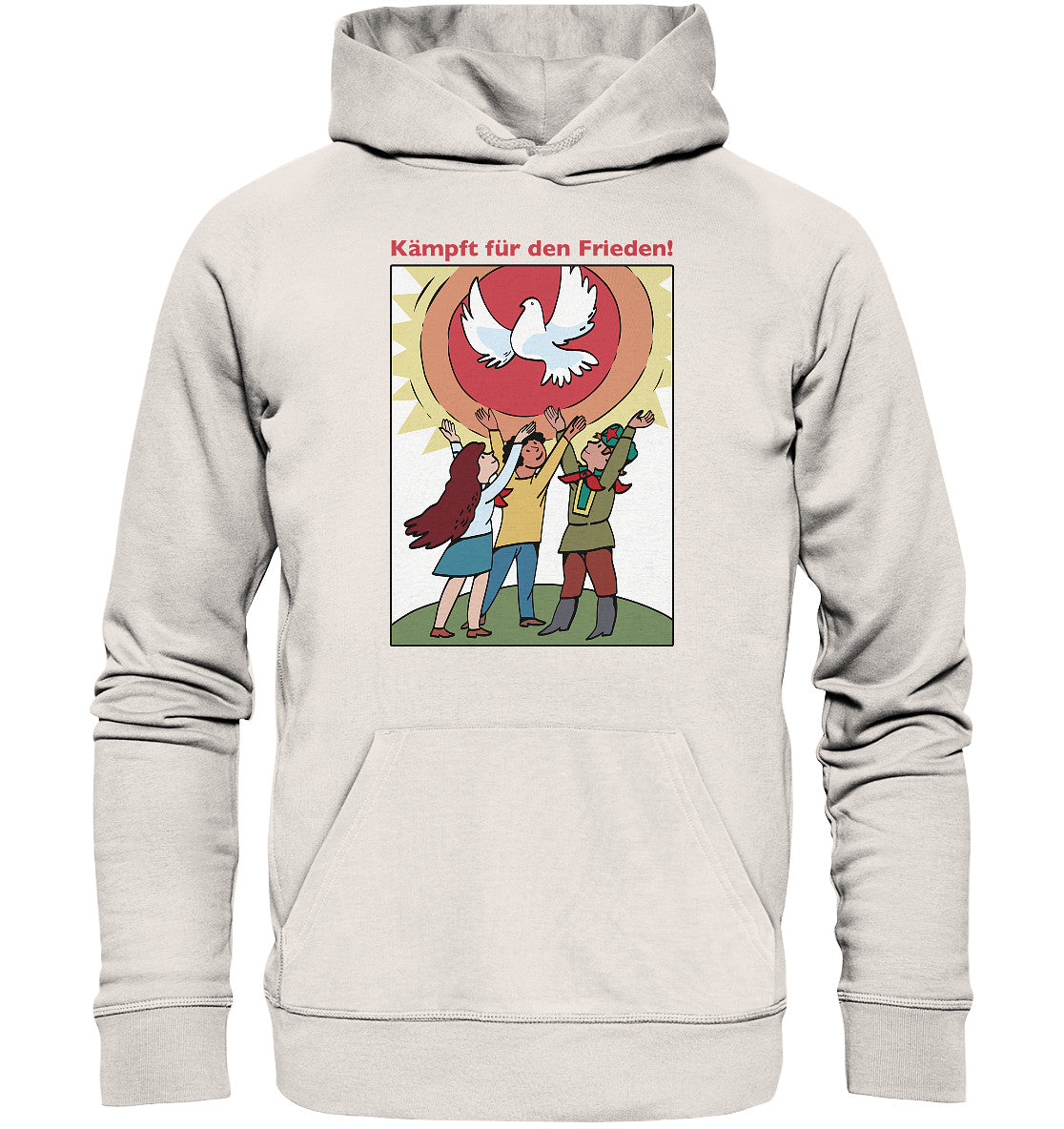 DDR Ostalgie Kapuze / Organic Hoodie Unisex • KÄMPFT FÜR DEN FRIEDEN! (DDR-ORIGINAL-PLAKAT)