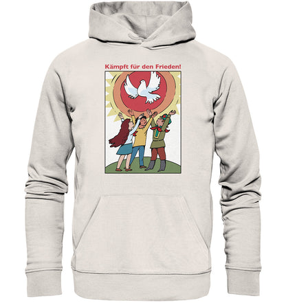 DDR Ostalgie Kapuze / Organic Hoodie Unisex • KÄMPFT FÜR DEN FRIEDEN! (DDR-ORIGINAL-PLAKAT)