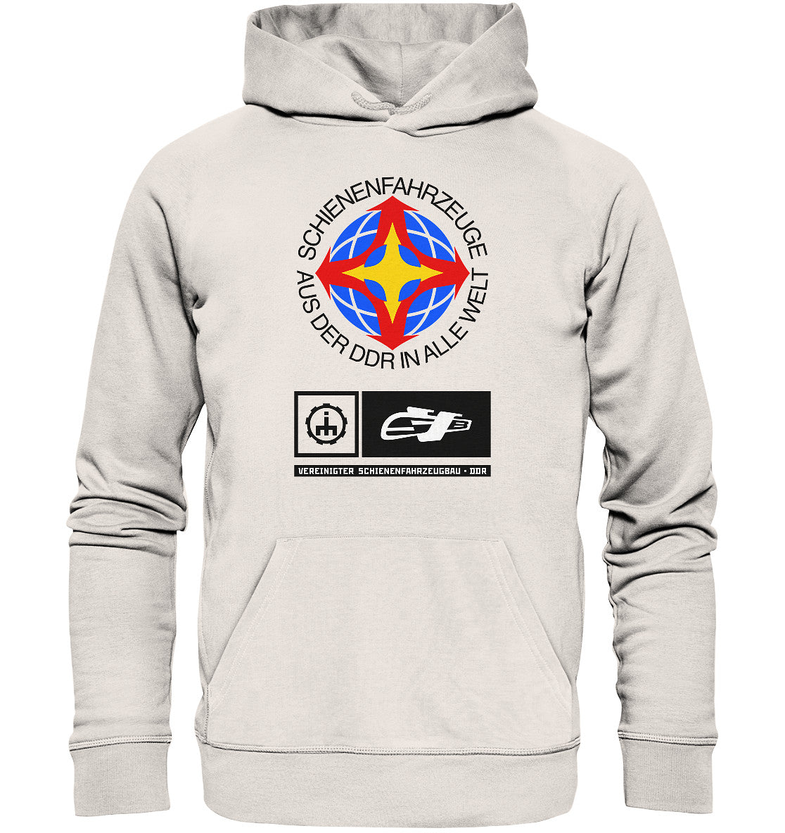 DDR Ostalgie Kapuze / Organic Hoodie Unisex • VEREINIGTER SCHIENENFAHRZEUGBAU DDR