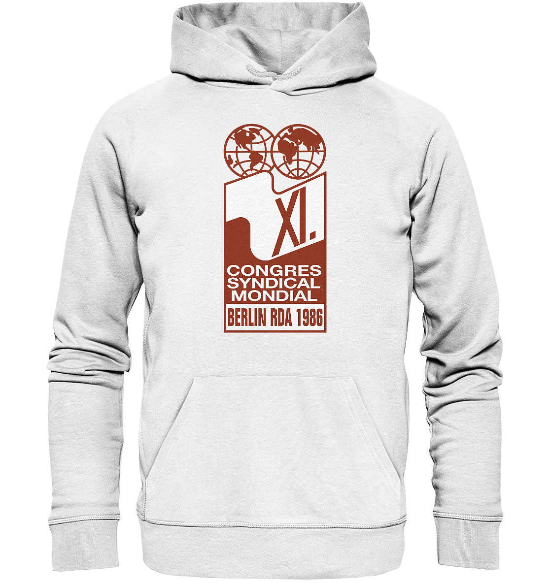 DDR Ostalgie Kapuze / Organic Hoodie Unisex • KONGRESS DES WELTGEWERKSCHAFTSBUNDES 1986