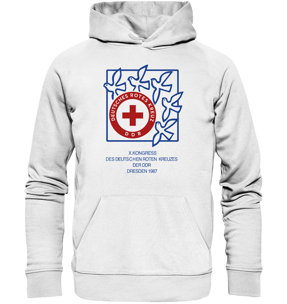 DDR Ostalgie Kapuze / Organic Hoodie Unisex • 10. KONGRESS DES DRK DRESDEN 1987