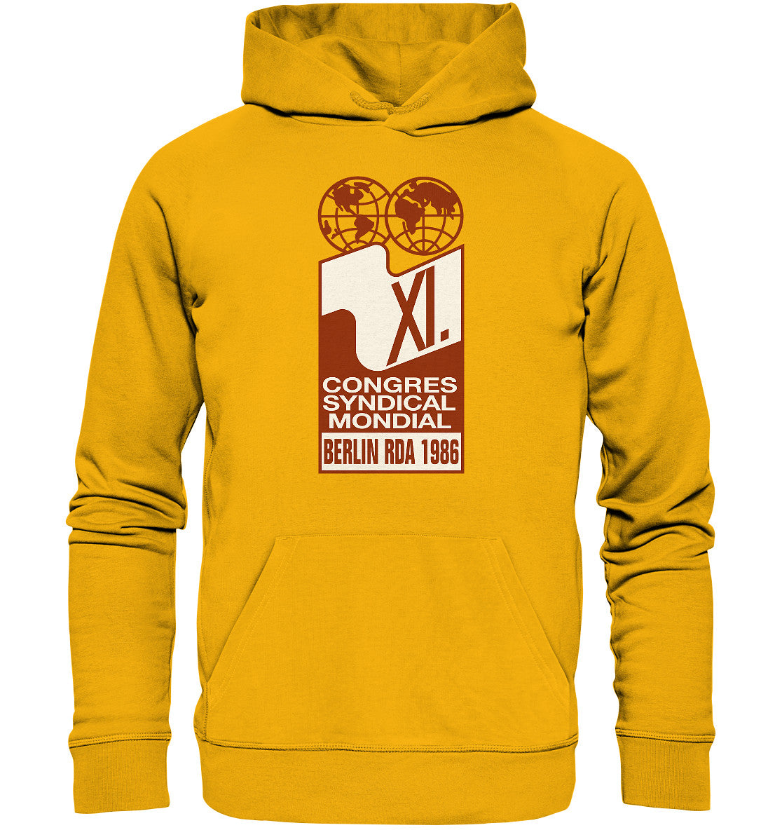 DDR Ostalgie Kapuze / Organic Hoodie Unisex • KONGRESS DES WELTGEWERKSCHAFTSBUNDES 1986