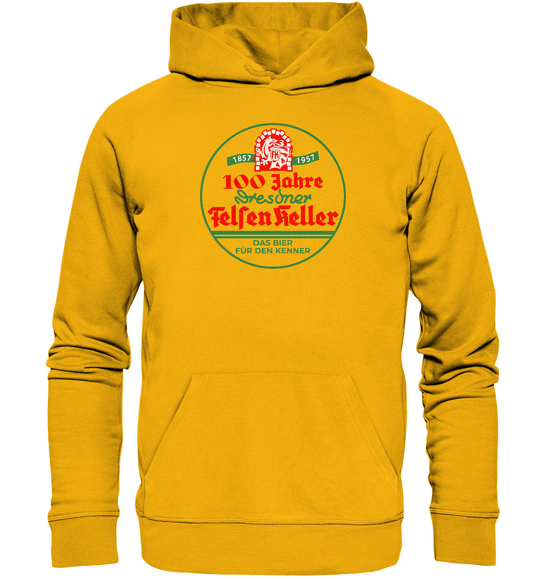 DDR Ostalgie Kapuze / Organic Hoodie Unisex • 100 JAHRE DRESDNER FELSENKELLER BIER